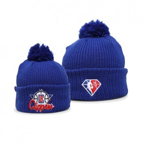 Los Angeles Clippers NBA 75th Season Pom Beanie Knit Hat Blue