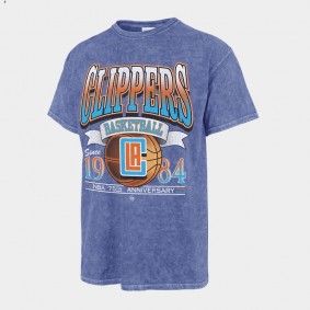 LA Clippers 75th Anniversary City Edition T-Shirt Royal Mineral Wash Vintage Tubular Tee