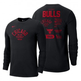 Men Bulls 75th Anniversary Black Courtside Element T-Shirt - Black
