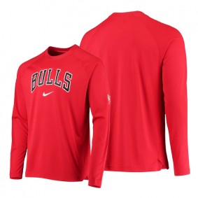 Men Bulls 75th Anniversary Pregame Red Long Sleeve Shooting Shirt - Red