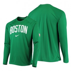 Men Celtics 75th Anniversary Pregame Green Long Sleeve Shooting Shirt - Green