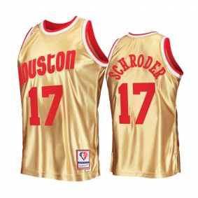 Houston Rockets Dennis Schroder Gold 75th Anniversary Men Jersey Hardwood Classics