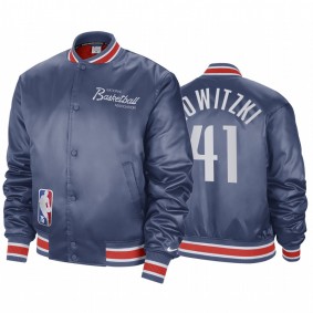 Dirk Nowitzki #41 Mavericks Team 31 Courtside Navy 75th Jacket