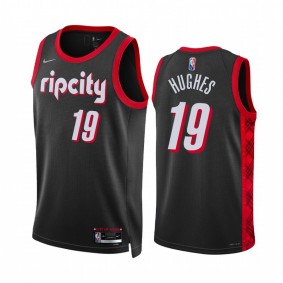 Blazers Elijah Hughes City Edition Black 2022 Jersey 75th Diamond Badge