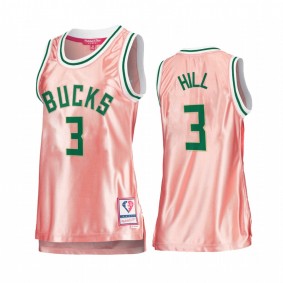 Milwaukee Bucks George Hill Rose Gold Pink 75th Anniversary Women's Jersey #3