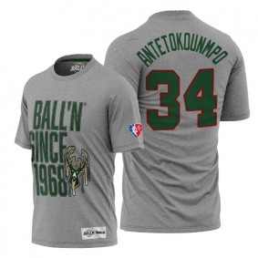 Giannis Antetokounmpo Bucks Since 1968 Gray Tee