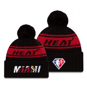 2021 Draft Edition Miami Heat Black 75th Anniversary Logo Knit Hat