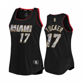 P.J. Tucker Miami Heat #17 Black NBA 75th Diamond Badge Women Jersey Replica