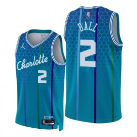 Hornets LaMelo Ball 2021-22 City Edition Blue Jersey NBA 75th