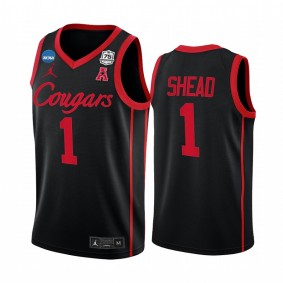 Jamal Shead Houston Cougars Black Jersey 2022 NCAA March Madness 75th Basketball
