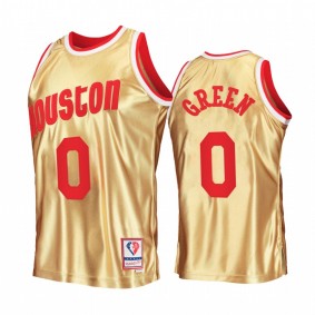 Houston Rockets Jalen Green Gold 75th Anniversary Men Jersey Hardwood Classics