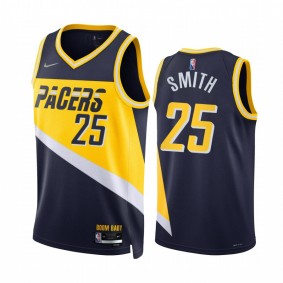 Pacers Jalen Smith City Edition Navy 2022 Jersey 75th Diamond Badge