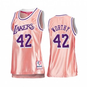 Los Angeles Lakers James Worthy Rose Gold Pink 75th Anniversary Women's Jersey #42