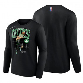Celtics Jayson Tatum Highlights Dunking 75th Diamond Longsleeve Black T-Shirt