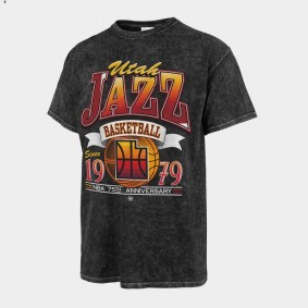 Utah Jazz 75th Anniversary City Edition T-Shirt Black Mineral Wash Vintage Tubular Tee