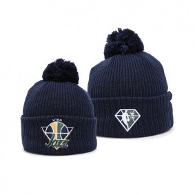 Utah Jazz NBA 75th Season Pom Beanie Knit Hat Navy