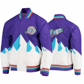 Utah Jazz Retro 75th Anniversary Purple Jacket Authentic Warmup Full-Snap