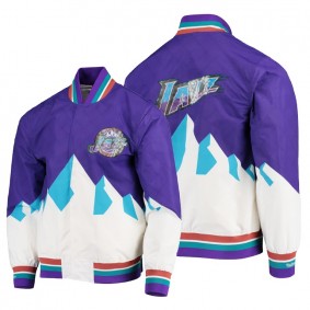 Utah Jazz Retro 75th Anniversary Jacket Purple Authentic Warmup Full-Snap