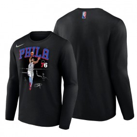 76ers Joel Embiid Highlights Dunking 75th Diamond Longsleeve Black T-Shirt