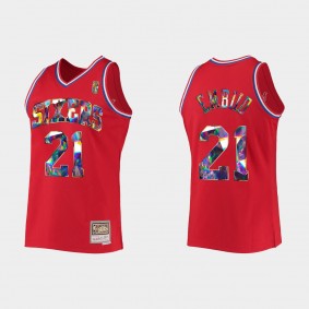 76ers Joel Embiid 75TH Red HWC Limited Jersey Diamond Edition