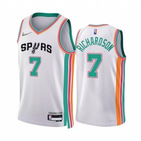 Spurs Josh Richardson City Edition White 2022 Jersey 75th Diamond Badge