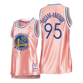 Hot Lady's Golden State Warriors #95 Juan Toscano-Anderson Pink Rose Gold Jersey 75th Anniversary