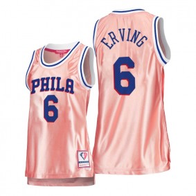 Hot Lady's Philadelphia 76ers #6 Julius Erving Pink Rose Gold Jersey 75th Anniversary