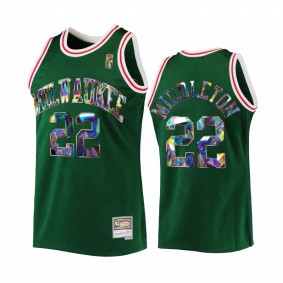 Milwaukee Bucks Khris Middleton Green NBA 75th Diamond Badge Men Jersey Throwback