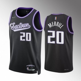 Sam Merrill Sacramento Kings City Edition Black #20 Jersey 75th Diamond Badge