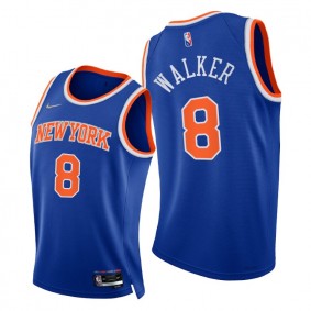 Knicks Kemba Walker 2021-22 75th Diamond Anniversary Jersey Blue