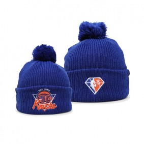 New York Knicks NBA 75th Season Pom Beanie Knit Hat Blue