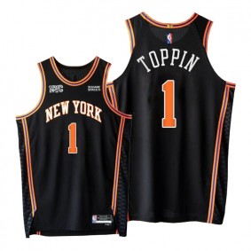 Obi Toppin Knicks 2021-22 City Edition Black Jersey NBA 75th Authentic