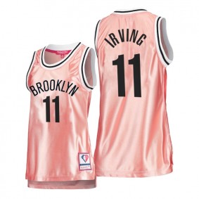 Hot Lady's Brooklyn Nets #11 Kyrie Irving Pink Rose Gold Jersey 75th Anniversary