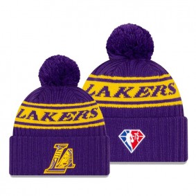 2021 Draft Edition Los Angeles Lakers Purple 75th Anniversary Logo Knit Hat
