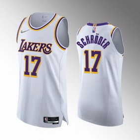 Los Angeles Lakers #17 Dennis Schroder White Authentic 75th Anniversary Jersey Association Edition