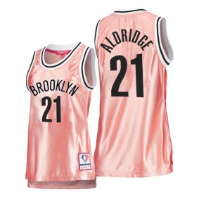 Hot Lady's Brooklyn Nets #21 LaMarcus Aldridge Pink Rose Gold Jersey 75th Anniversary