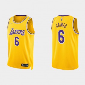 Lakers LeBron James 2021/22 75th Diamond Gold Jersey Icon