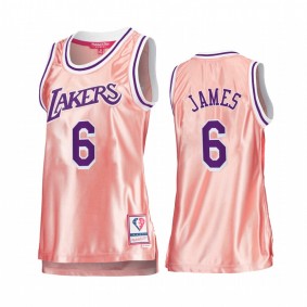 Los Angeles Lakers LeBron James Rose Gold Pink 75th Anniversary Women's Jersey #6