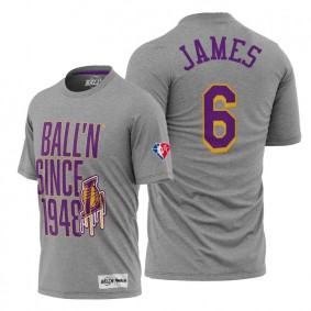 LeBron James Lakers Since 1948 Gray Tee