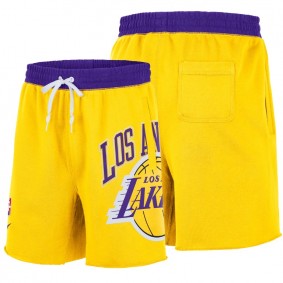 Los Angeles Lakers Shorts 75th Anniversary Courtside Fleece Gold Shorts