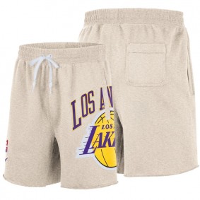 Los Angeles Lakers Shorts 75th Anniversary Courtside Fleece White Shorts