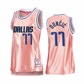 Luka Doncic Dallas Mavericks Rose Gold Jersey #77 Pink 75th Anniversary Women's Tank