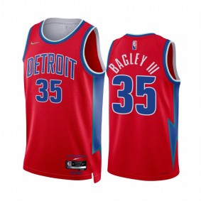 Pistons Marvin Bagley III City Edition Red 2022 Jersey 75th Diamond Badge