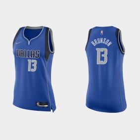 Mavericks 75th Anniversary Blue Jalen Brunson Women's Jersey Icon