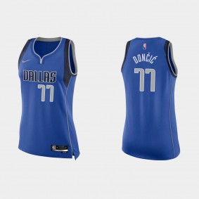 Mavericks 75th Anniversary Blue Luka Doncic Women's Jersey Icon