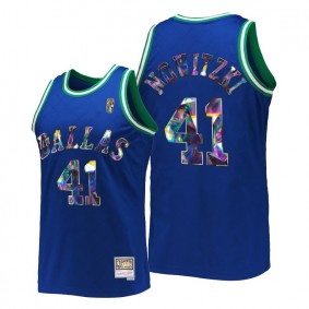 Dallas Mavericks Dirk Nowitzki #41 Jersey NBA 75th Anniversary Diamond Blue Retro