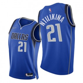 Frank Ntilikina Dallas Mavericks 2021-22 75th Diamond Anniversary #21 Blue Jersey Icon Edition