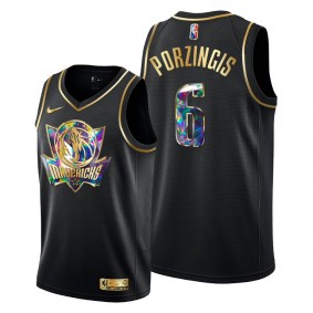 Mavericks Kristaps Porzingis 2021-22 Diamond Logo Jersey Black