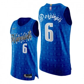 Dallas Mavericks #6 Kristaps Porzingis Royal Christmas Night Jersey 75th Anniversary