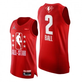 2022 All-Star Hornets #2 Lamelo Ball Grey Red Jersey NBA 75th Authentic